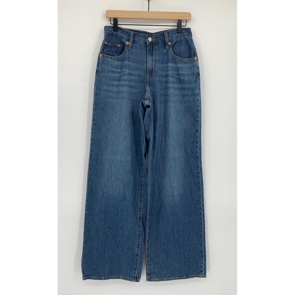 Levis Wide Leg Jeans Womens 25 Blue XL Straight Medium Wash Denim Pants